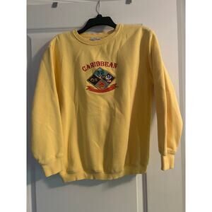 Vintage Princess Cruises Yellow Sweatshirt Caribbean Crew Neck Size Small